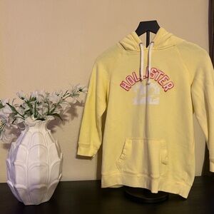 Hollister Light Yellow Hoodie with Pink Accents